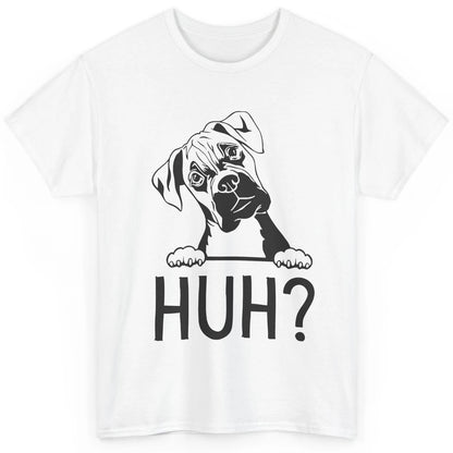 Funny Boxer Dog Black White Huh? Dog Boxer Lovers Gift Classic Unisex T-Shirt