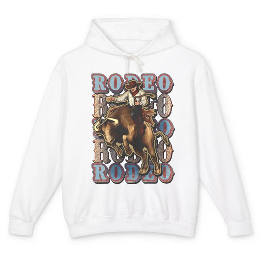 Leopard Cowboy Bull Riding Rodeo Dad Western Country Cowboy Unisex Lightweight Hoodie