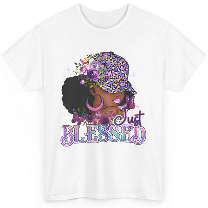 Floral Afro Black Girl Just Blessed Christian Afro American Classic Unisex T-Shirt