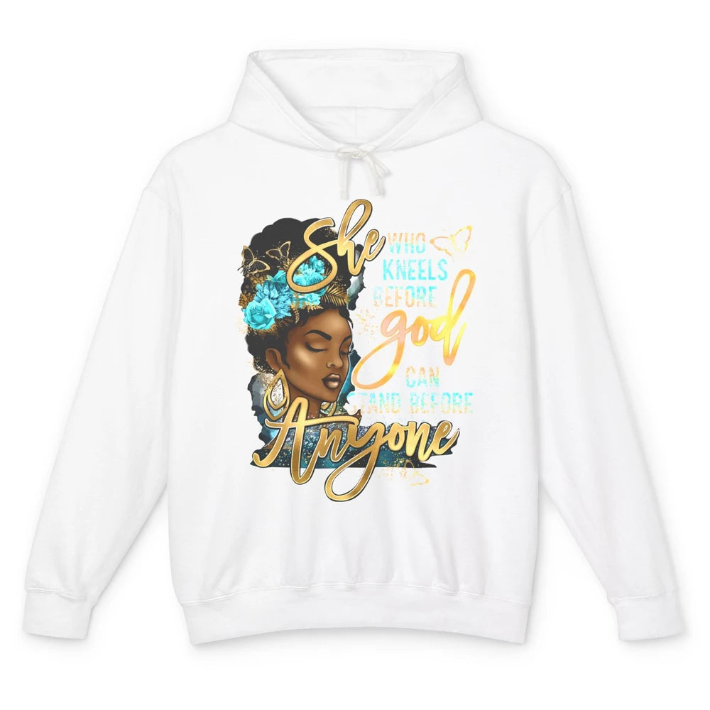 Black Girl She Who Kneels Before God Christian Afro Women Unisex Lightweight Hoodie