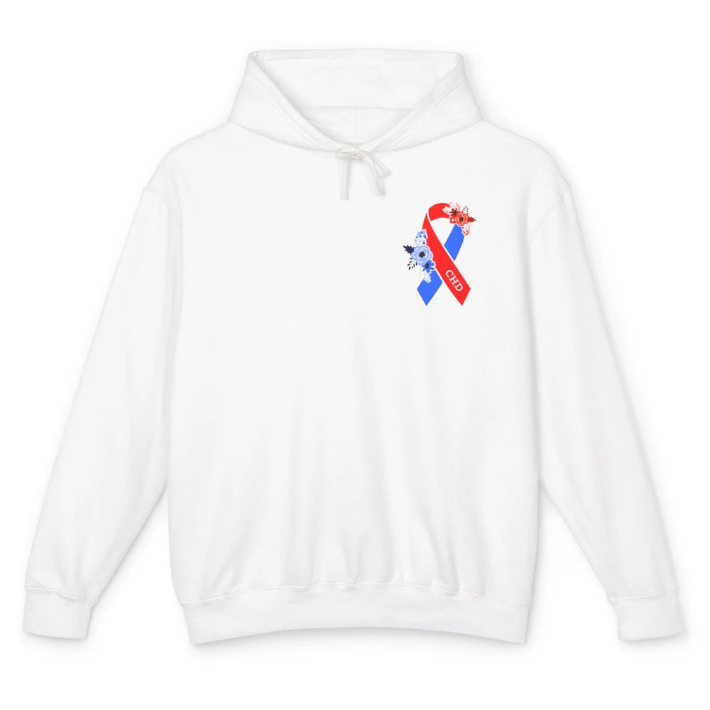 CHD Congenital Heart Disease Awareness Floral Ribbon Pocket Unisex Lightweight Hoodie