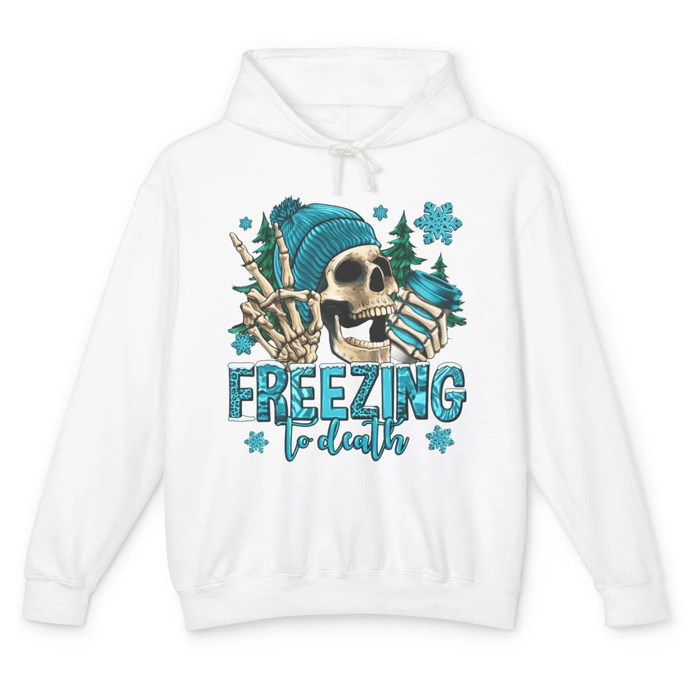 Funny Leopard Skull Freezing To Death Funny Christmas Winter Unisex Lightweight Hoodie