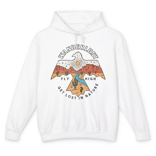 Vintage Eagle Desert Wanderlust Get Lost In Nature Outdoor Unisex Lightweight Hoodie