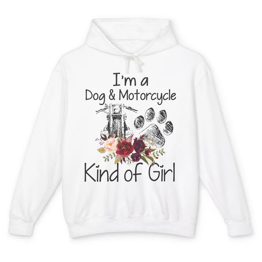 Retro Floral Motorbike I'm Dog Motorcycle Kinda Girl Dog Mom Unisex Lightweight Hoodie