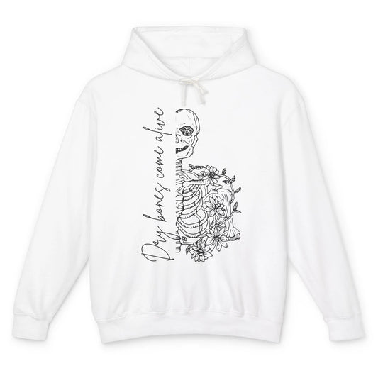 Floral Skeleton Dry Bones Come Alive Bible Verse Christian Unisex Lightweight Hoodie