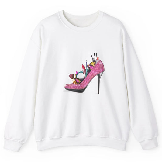 Woman High Heel Stilettos Makeup Artist Girly Lipstick Brush Unisex Crewneck Sweatshirt