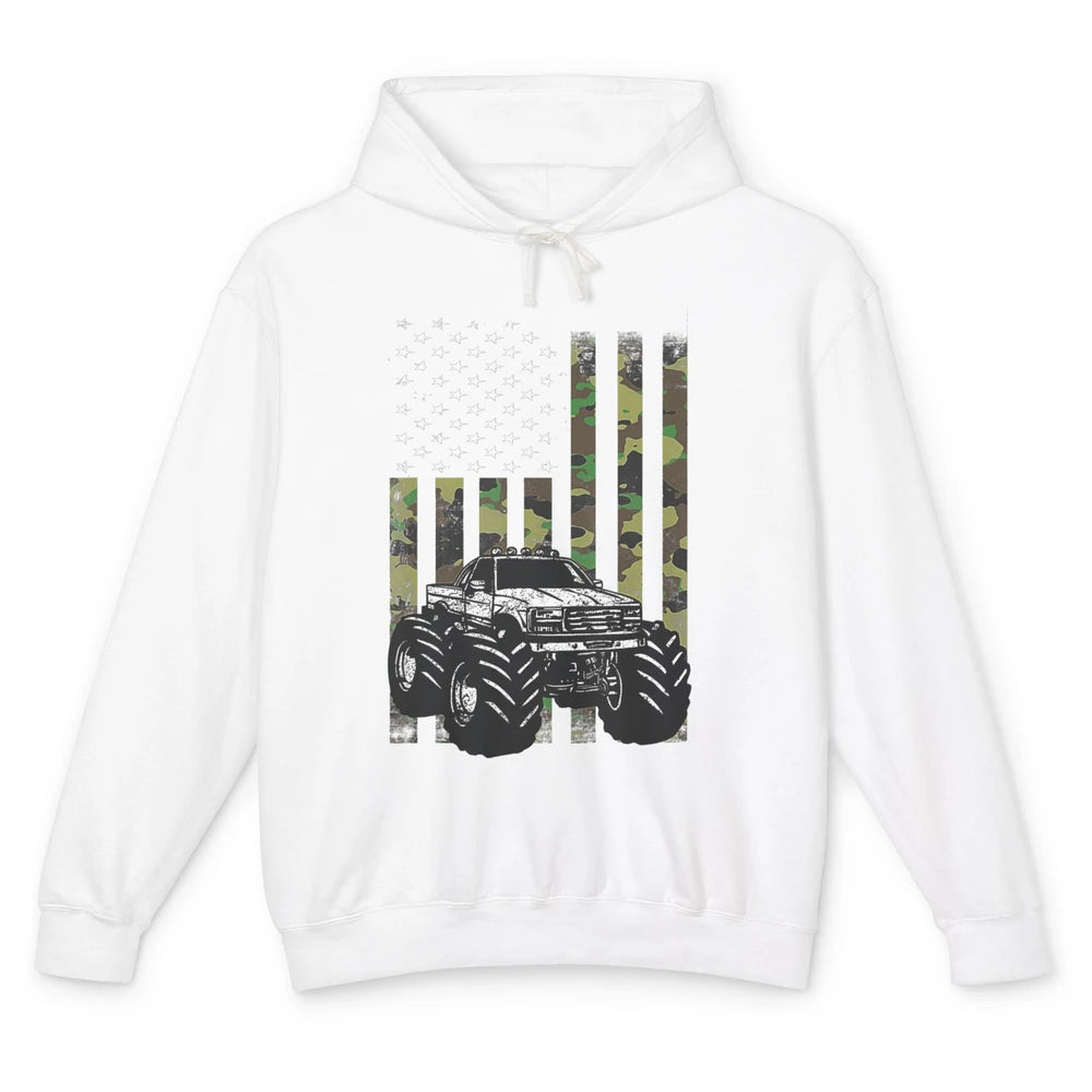 Truck Camo Flag Mud Ride Retro UTV SXS Racer Four Wheeler Unisex Lightweight Hoodie