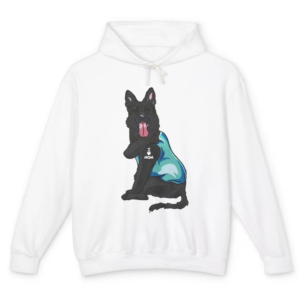 Black German Shepherd I Heart Mom Dog Mom Mother's Day Gift Unisex Lightweight Hoodie