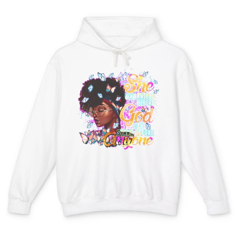 Black Girl She Who Kneels Before God Christian Afro Women Unisex Lightweight Hoodie