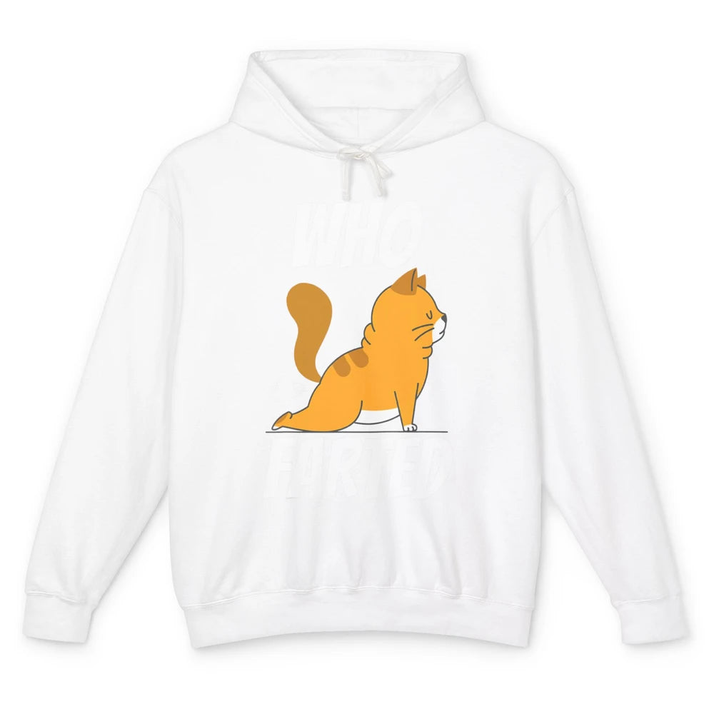 Funny Who Farted Orange Cat Fart Kitten Sarcasm Humor Pun Unisex Lightweight Hoodie