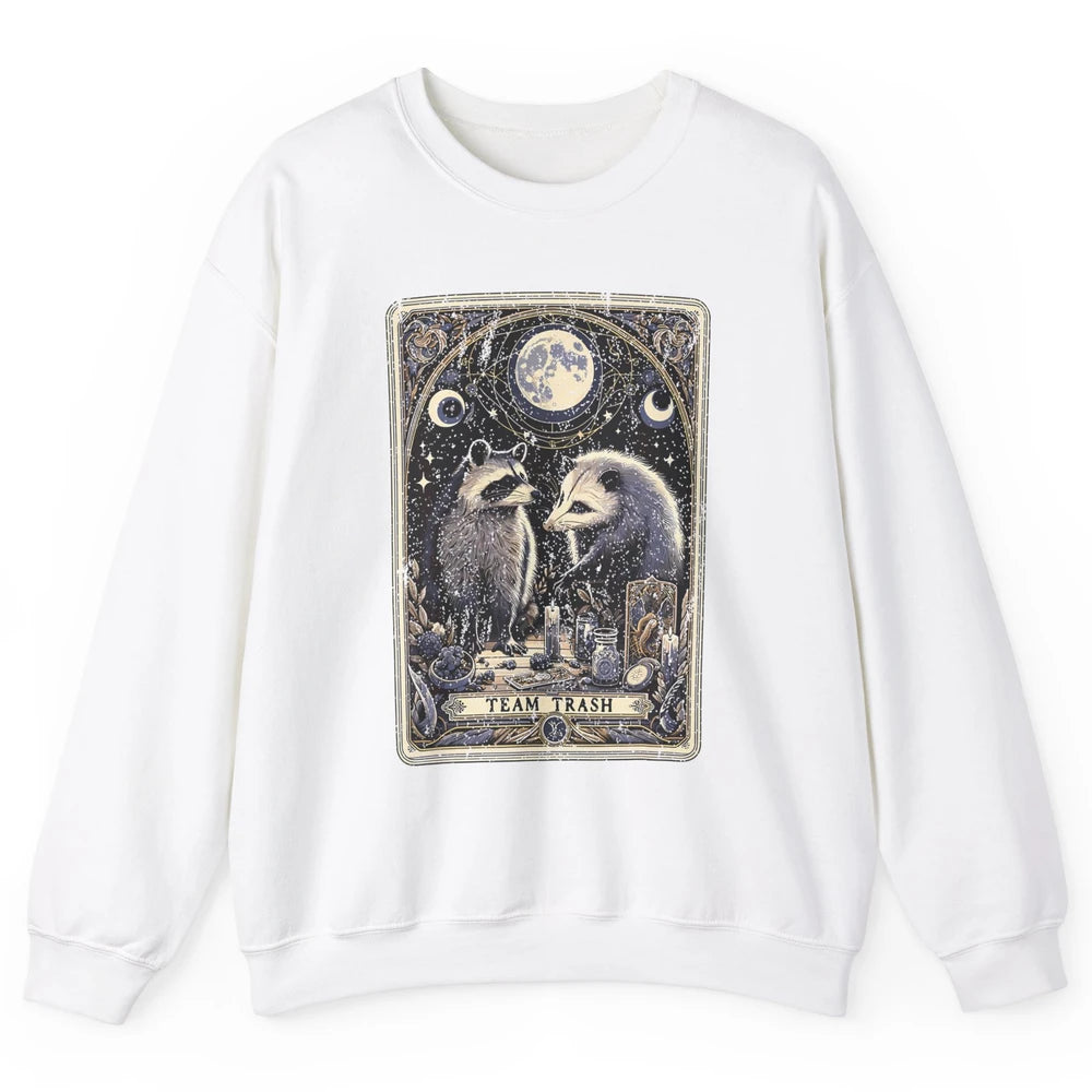 Team Trash Tarot Card Opossum Witchcraft Goth Possum Vintage Panda Raccoon Sarcastic Unisex Crewneck Sweatshirt