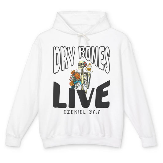 Floral Skeleton Dry Bones Come Alive Christian Halloween Unisex Lightweight Hoodie