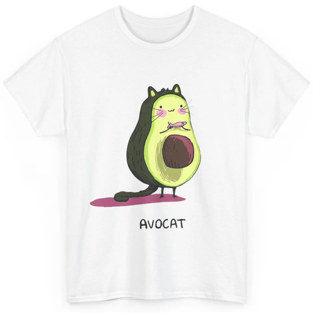 Cute Avocat Avocado Pink Cat Kitten Pun Healthy Vegan Veggie Classic Unisex T-Shirt