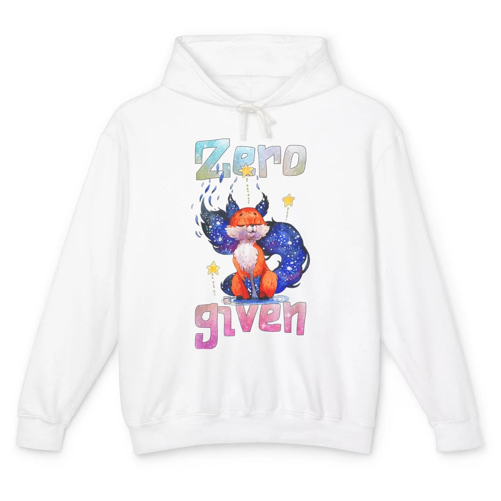 Funny Zero Fox Given Cute Watercolor Animal Sarcastic Foxes Unisex Lightweight Hoodie