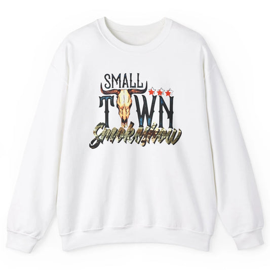 Boho Bull Skull Small Town Smokeshow Western Country Cowgirl Unisex Crewneck Sweatshirt