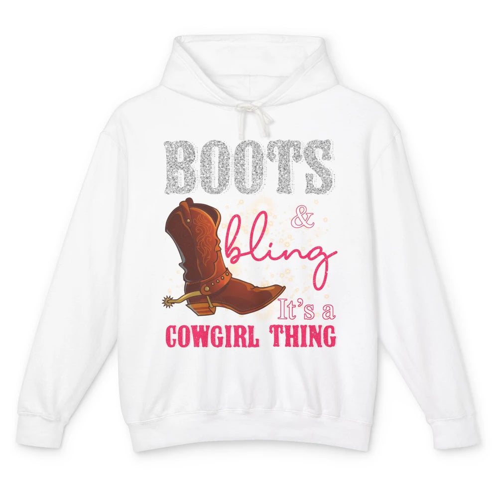 Western Country Cowgirl Thing Boots Bling Women Rodeo Cowboy Unisex Lightweight Hoodie