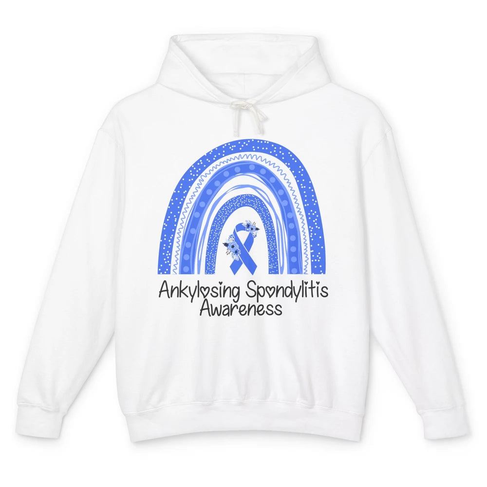 Ankylosing Spondylitis Awareness Support Floral Blue Rainbow Unisex Lightweight Hoodie