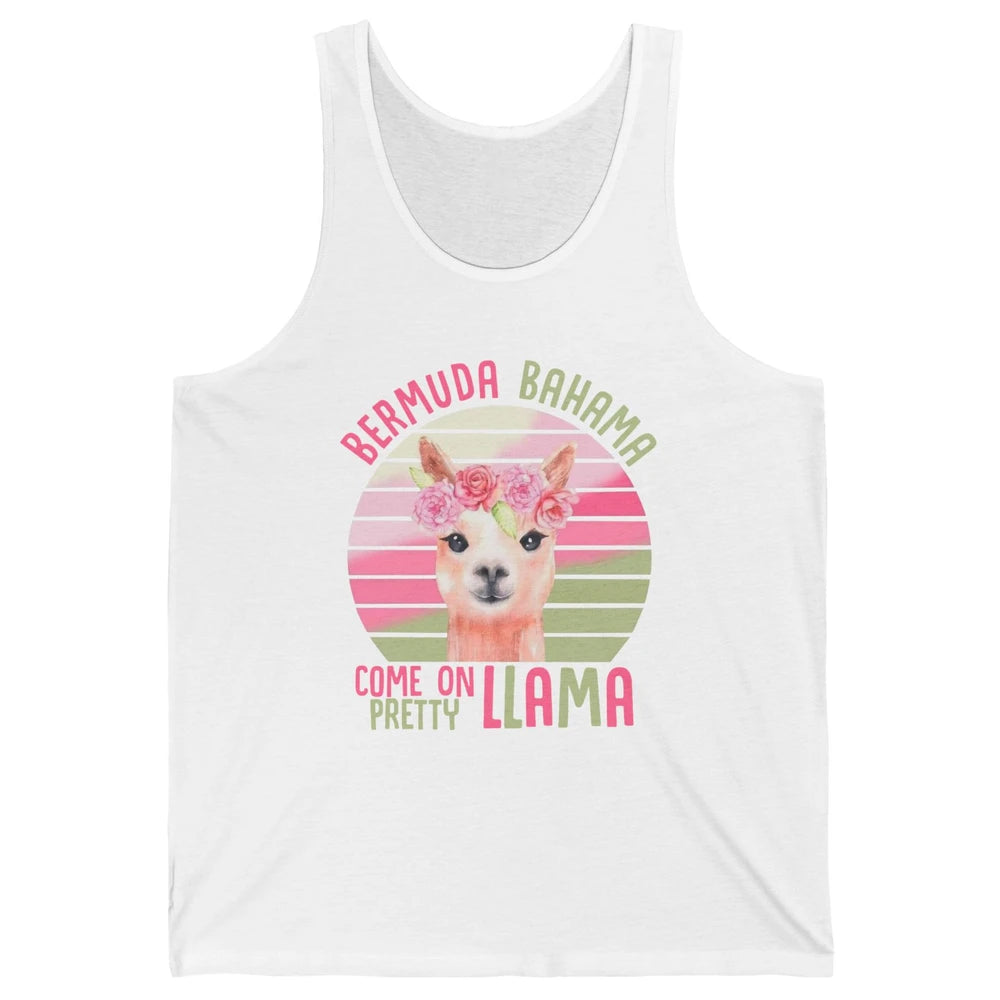 Vintage Cute Llama Bermuda Bahama Come On Pretty Llama Lover Unisex Jersey Tank