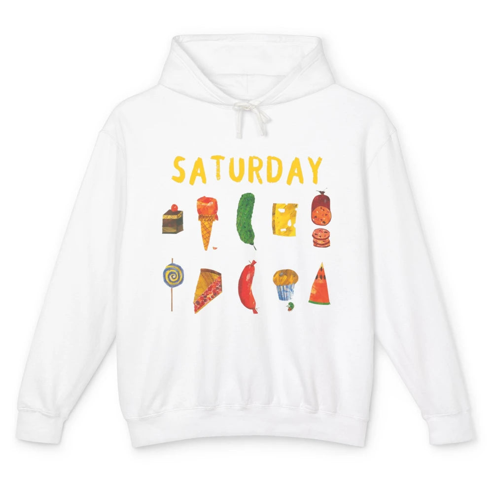 Funny Hungry Caterpillars Saturday Fruit Vegan Vegetable Pun Unisex Lightweight Hoodie