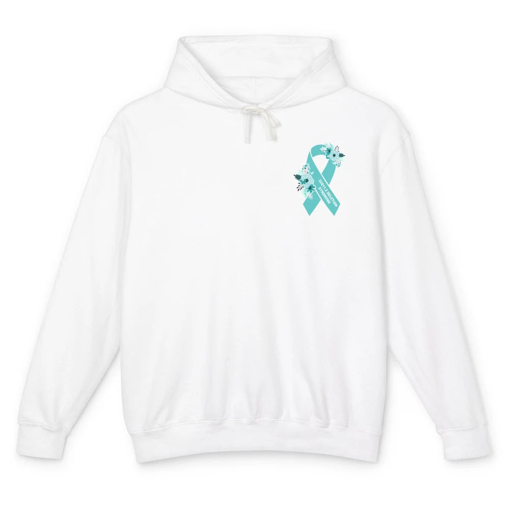 22q11.2 Deletion Syndrome Awareness Floral Teal Rainbow Unisex Lightweight Hoodie