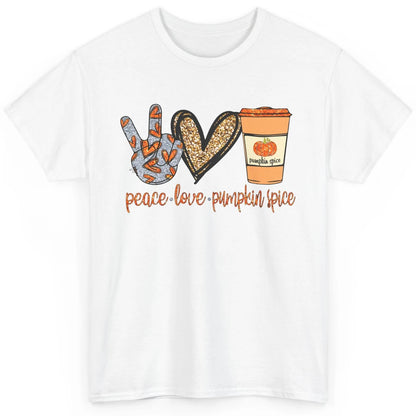 Peace Love Fall Pumpkin Spice Fall Halloween Thanksgiving Classic Unisex T-Shirt