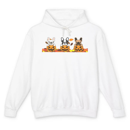 Frenchie Pumpkin Halloween French Bulldog Fall Dog Lovers Unisex Lightweight Hoodie