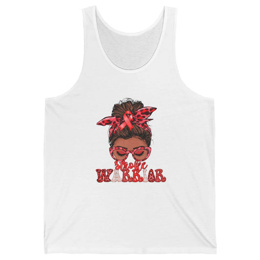 Afro Messy Hair Bun Black Women Warrior Red Stroke Awareness Unisex Jersey Tank