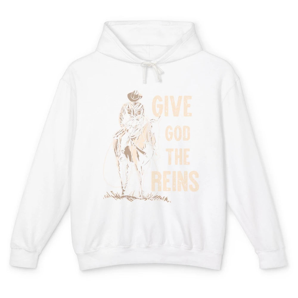 Give God The Rein Cowboy Retro Desert Cactus Western Country Unisex Lightweight Hoodie