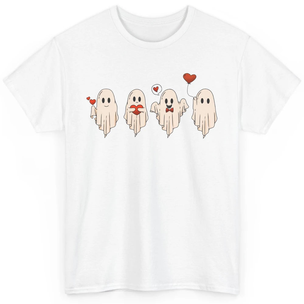 Cute Ghost Valentines Red Heart Spooky Valentine's Day Classic Unisex T-Shirt