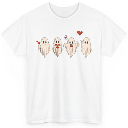 Cute Ghost Valentines Red Heart Spooky Valentine's Day Classic Unisex T-Shirt