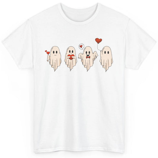 Cute Ghost Valentines Red Heart Spooky Valentine's Day Classic Unisex T-Shirt