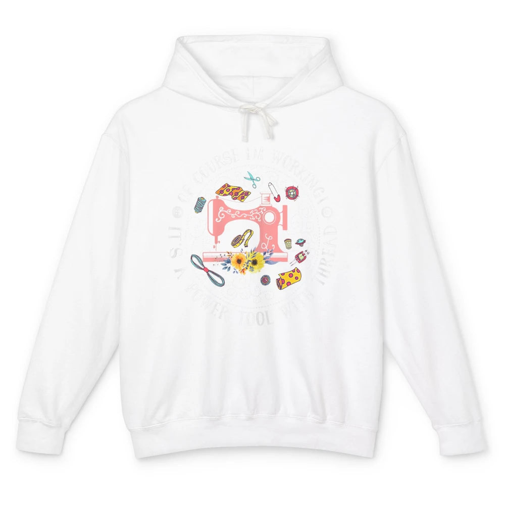 Women Floral Sewing Machine Power Tool Thread Quilter Sew Unisex Lightweight Hoodie