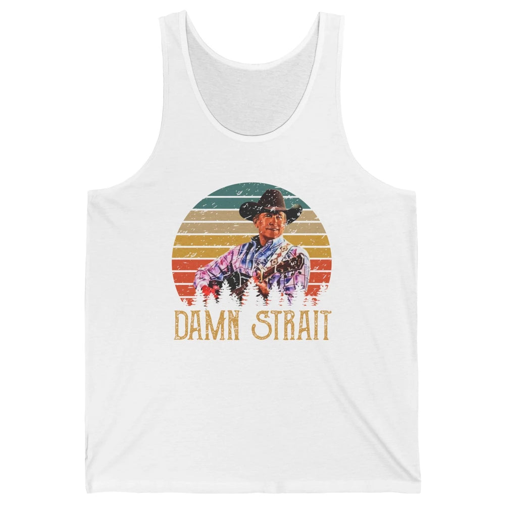 Vintage Cowboy Guitar Country Music Damn Strait Western Unisex Jersey Tank