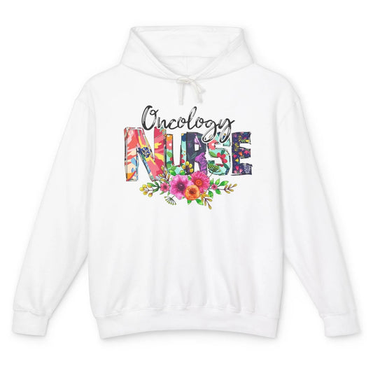 Oncology Nurse With Flowers Nurse Life Proud Oncology Nurse Unisex Lightweight Hoodie