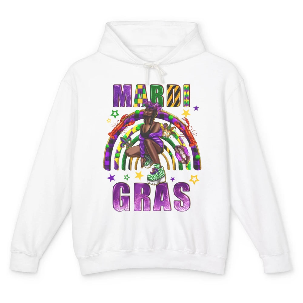 Mardi Gras Afro Woman Fat Tuesday New Orleans Carnivals Unisex Lightweight Hoodie