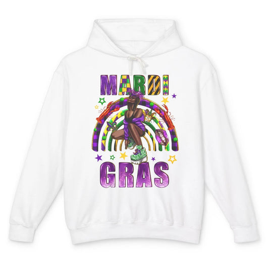 Mardi Gras Afro Woman Fat Tuesday New Orleans Carnivals Unisex Lightweight Hoodie