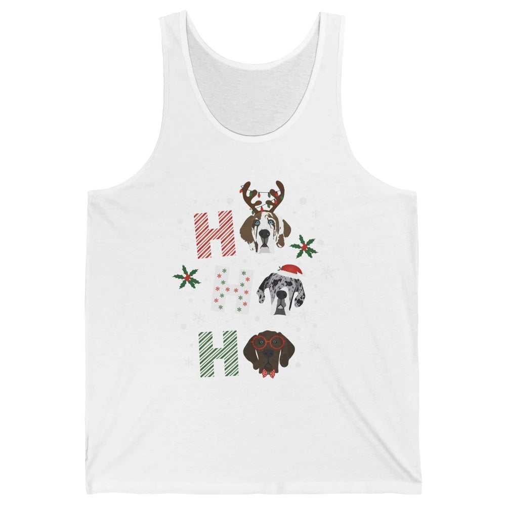 Merry Christmas Great Dane Dog Xmas Reindeer Santa Hat Ho Ho Unisex Jersey Tank