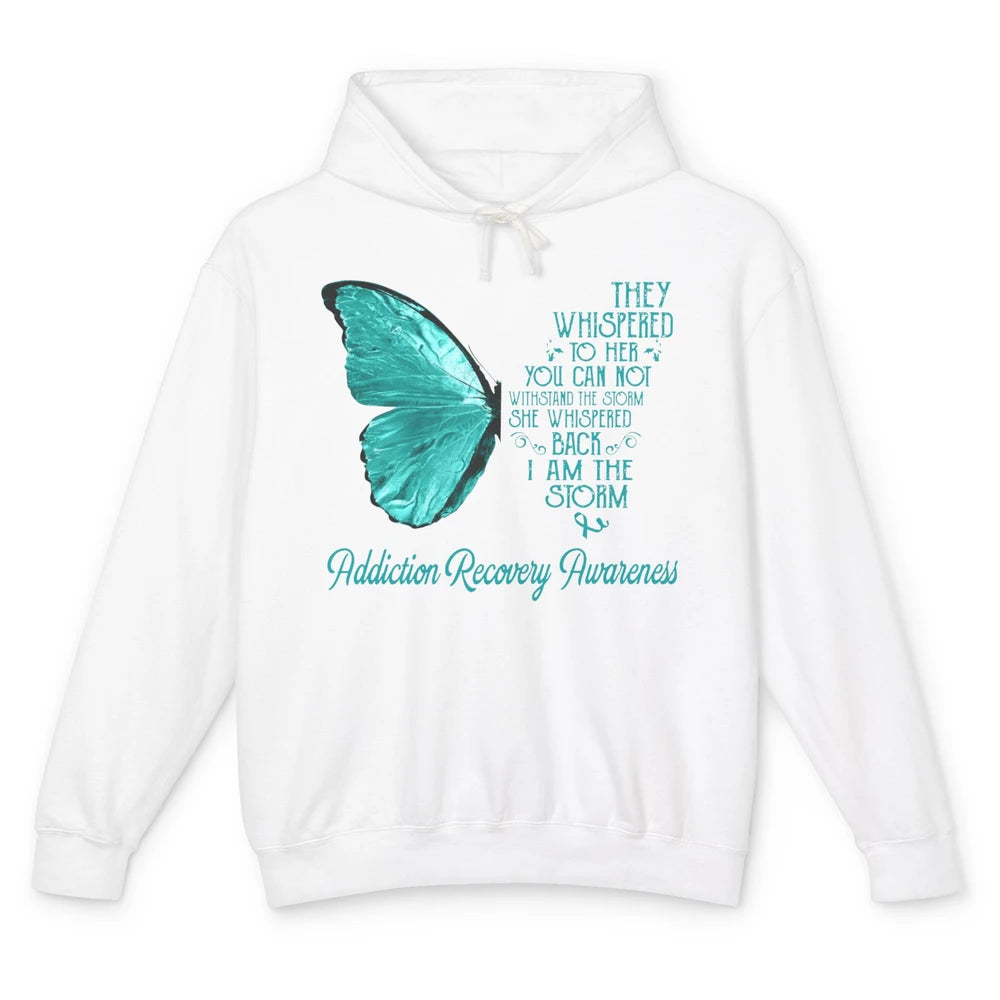 Addiction Recovery Awareness Ribbon Butterfly I'm The Storm Unisex Lightweight Hoodie