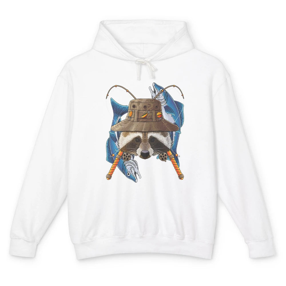 Fishing Raccoon Outdoor Fisherman Animal Vintage Fish Reels Unisex Lightweight Hoodie