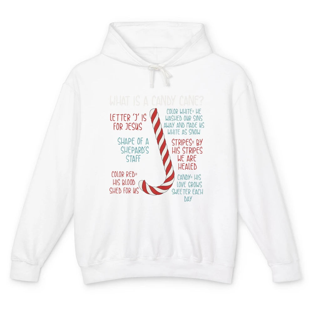 Merry Christmas Candy Cane Xmas Sayings Believe Faith Jesus Unisex Lightweight Hoodie