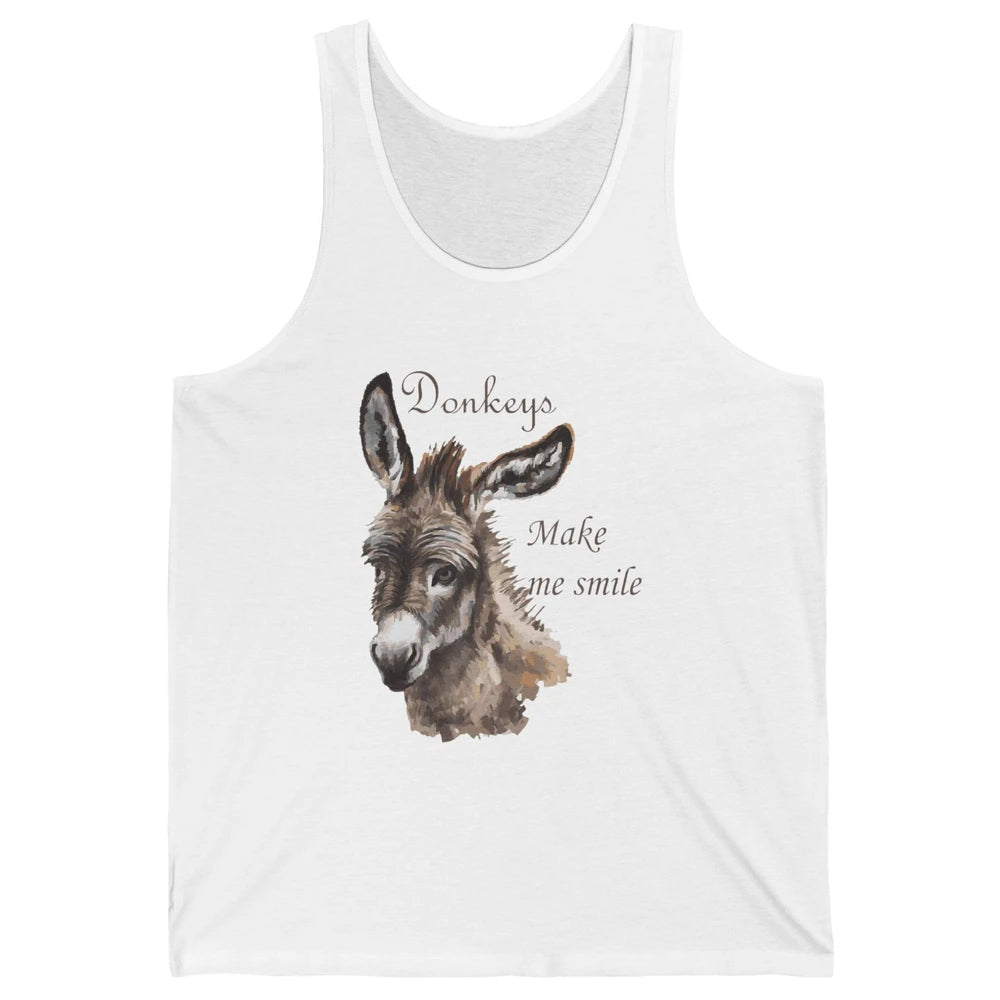 Watercolor Donkey Make Me Smile Farming Life Farm Animal Unisex Jersey Tank