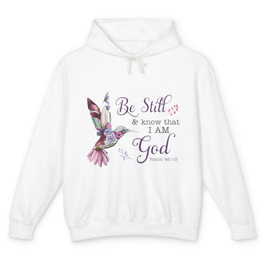 Be Still Know Im God Floral Bird Jesus Christian Bible Verse Unisex Lightweight Hoodie