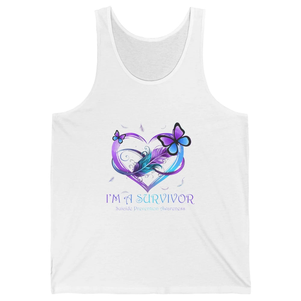 Survivor Purple Teal Heart Love Suicide Prevention Awareness Unisex Jersey Tank