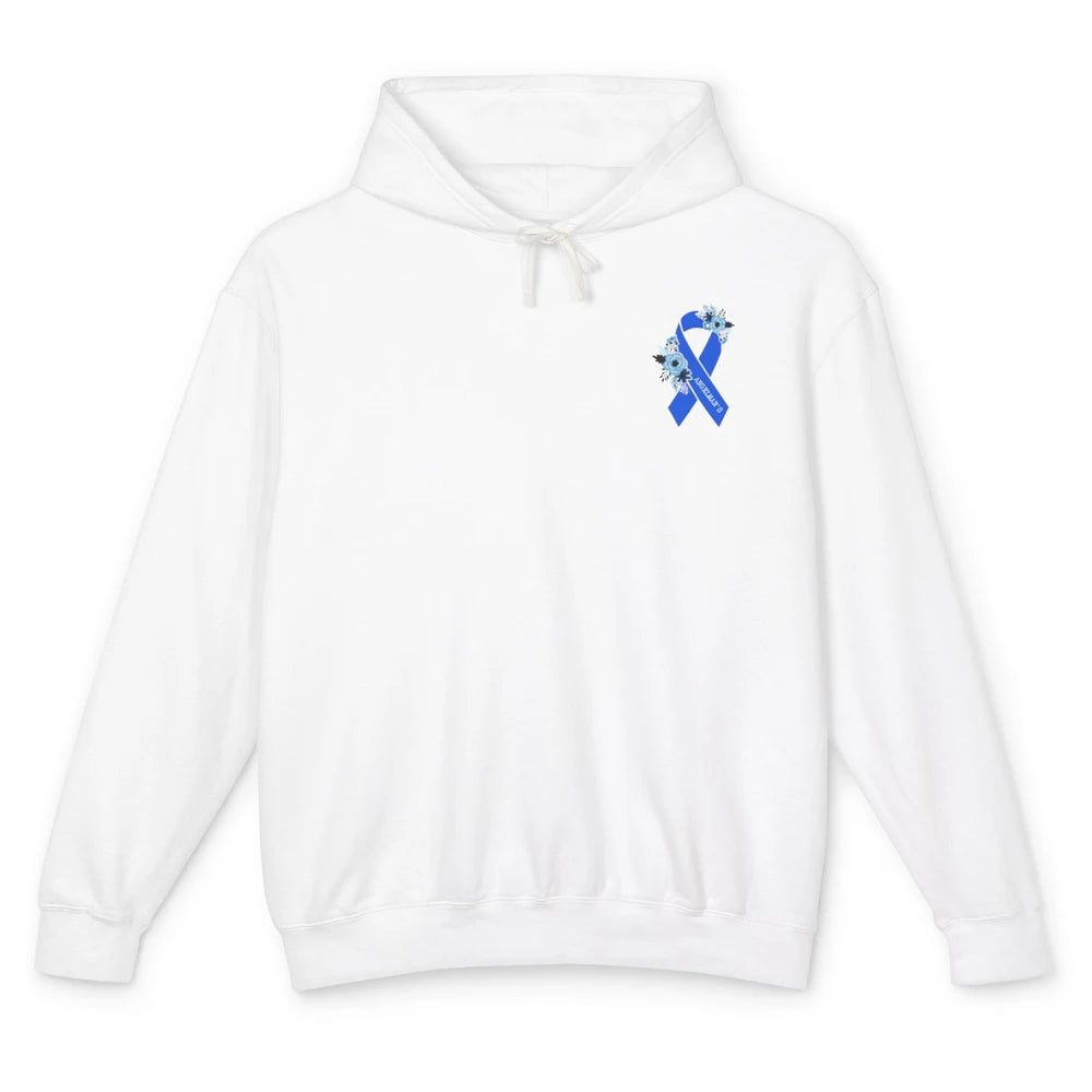 We Wear Blue Angelmans Syndrome Awareness Floral Blue Ribbon Unisex Lightweight Hoodie