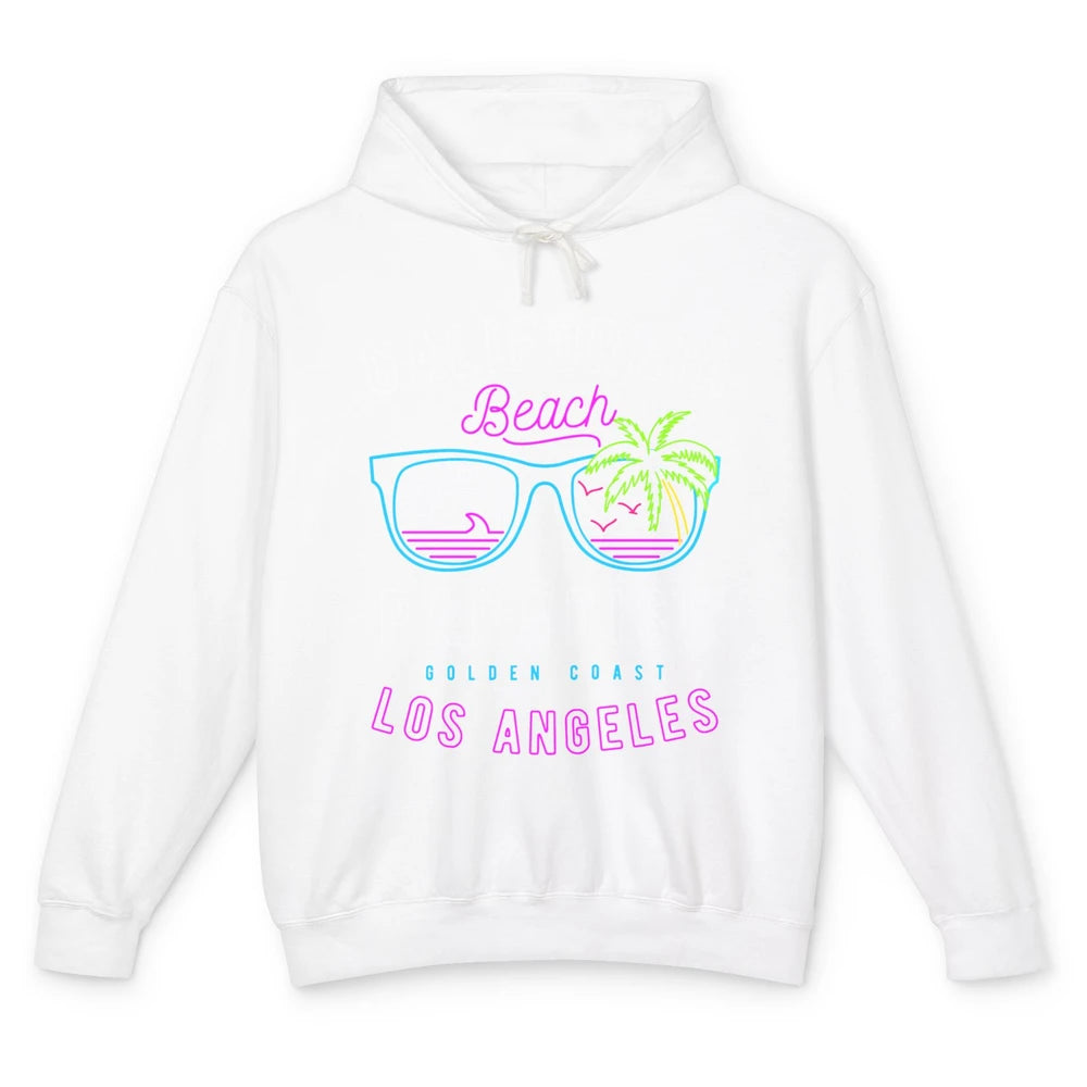 California Beach Paradise Los Angeles Golden Coast Neon 80s Unisex Lightweight Hoodie