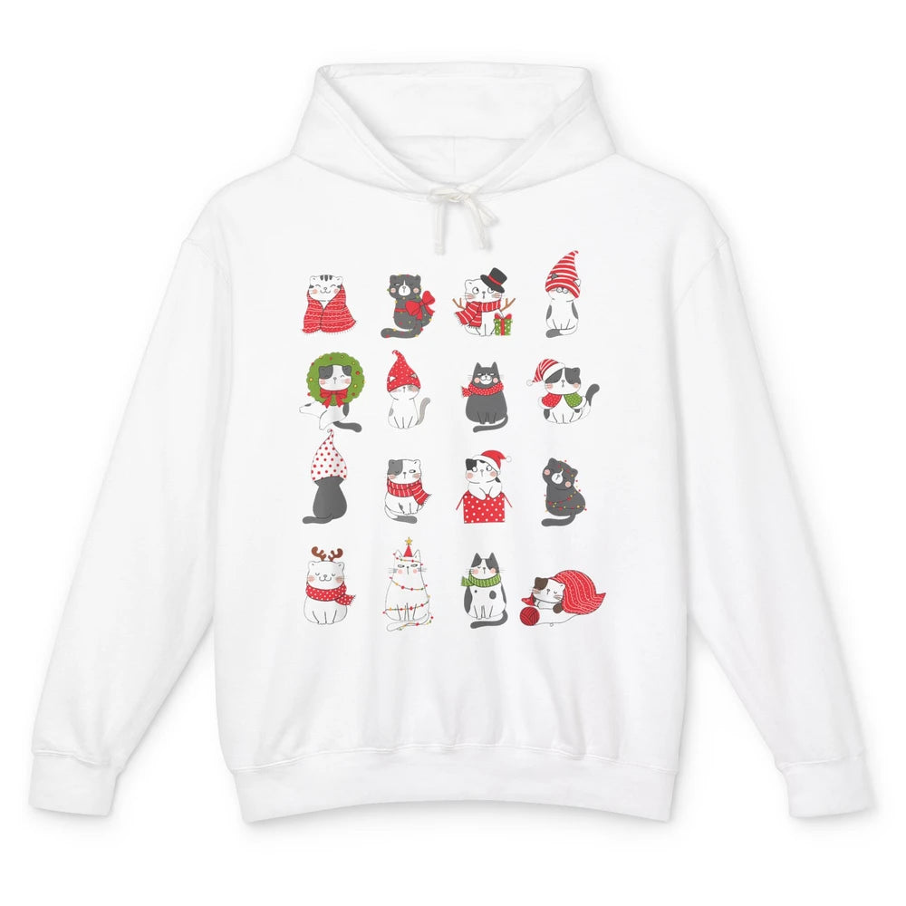 Merry Christmas Meowy Cat Cute Santa Hat Kitten Xmas Kawaii Unisex Lightweight Hoodie