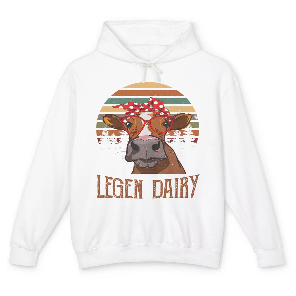 Retro Funny Highland Cow Legend Dairy Heifer Farm Animal Unisex Lightweight Hoodie