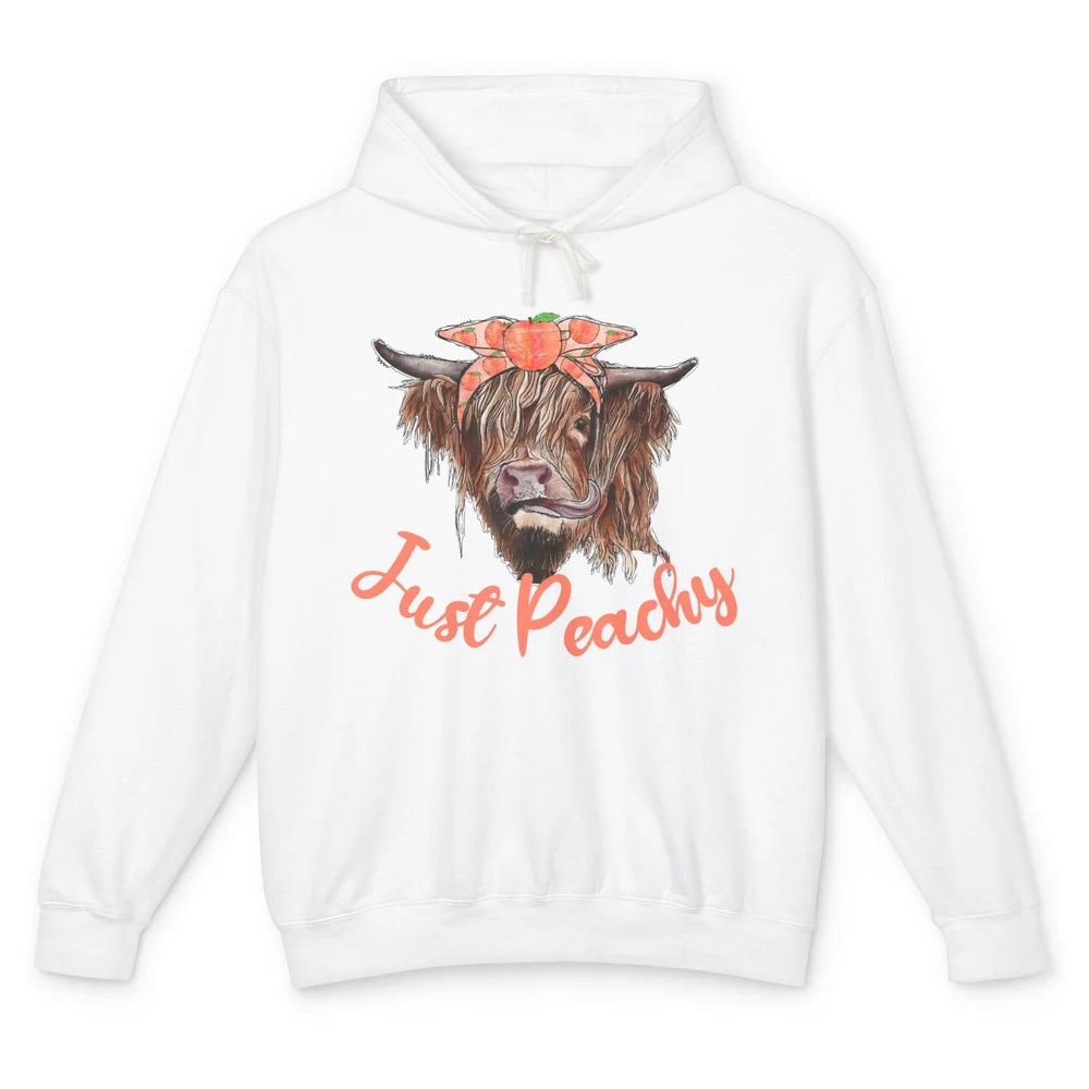 Highland Cow Bandana Just Peachy Western Country Peach Lover Unisex Lightweight Hoodie