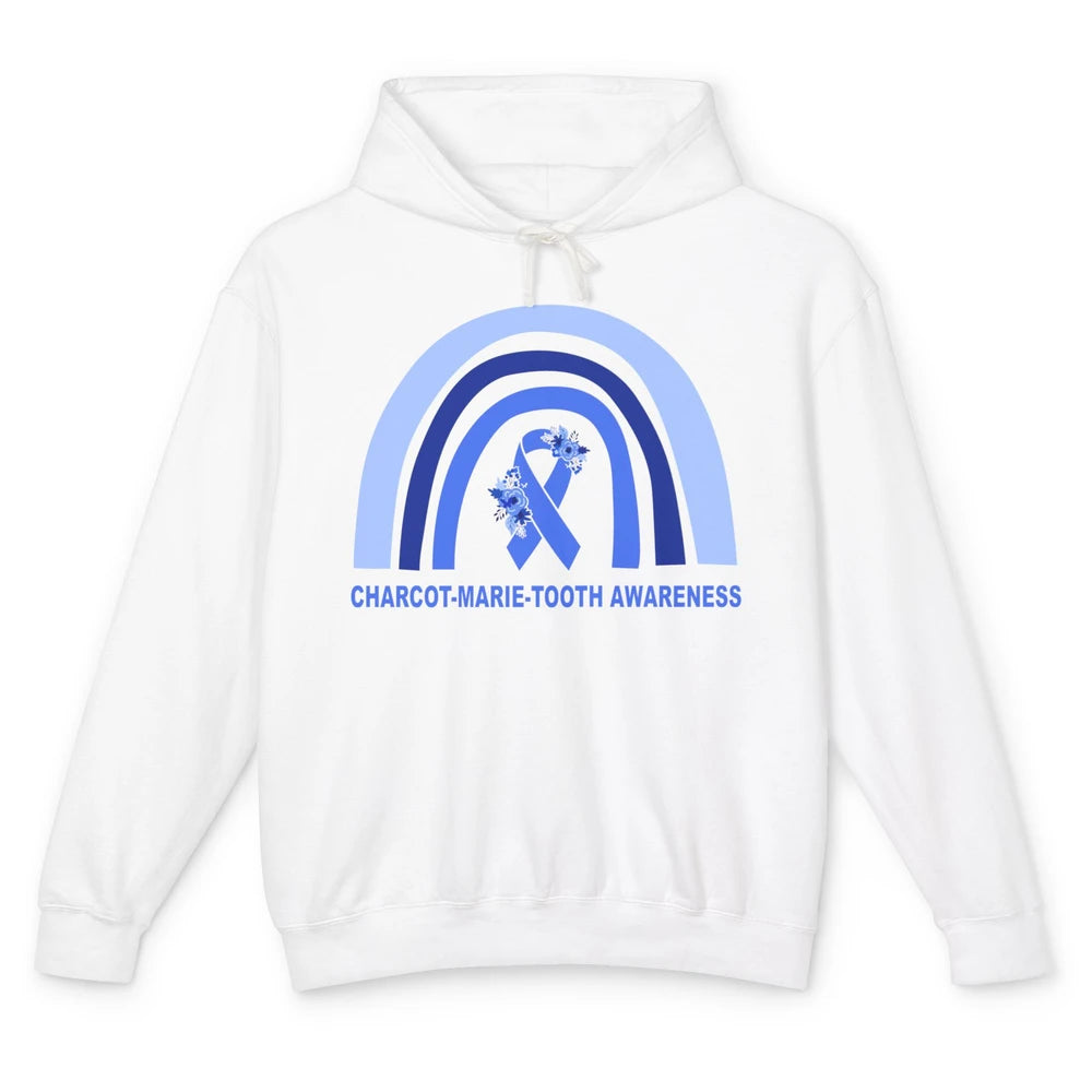 Charcot-marie-tooth Disease Awareness Floral Blue Rainbow Unisex Lightweight Hoodie