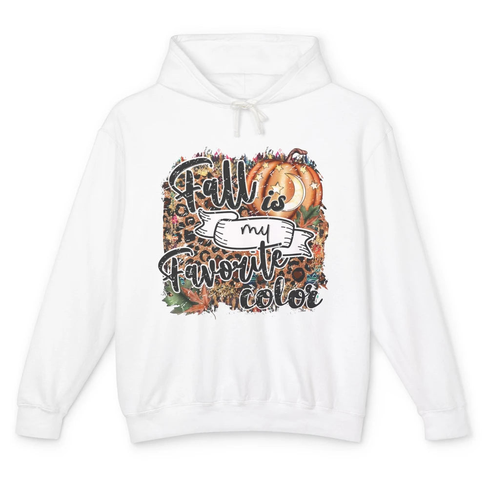 Retro Pumpkin Fall Is My Favorite Color Leopard Autumn Gift Unisex Lightweight Hoodie